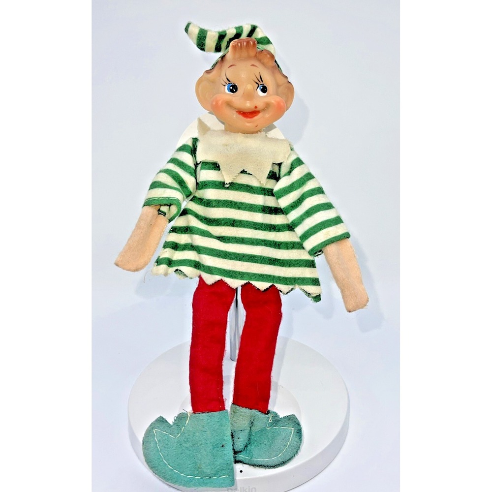 VTG PIXIE ELF CELLULOID HEAD CHRISTMAS 1940s - 1950s NOEL OF JAPAN 9" TALL Rare